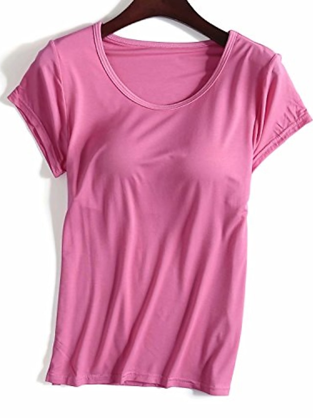  Women's T shirt Tee Burgundy Tee Modal Plain Solid Colored Home Casual Daily Basic Short Sleeve Round Neck Wine Red