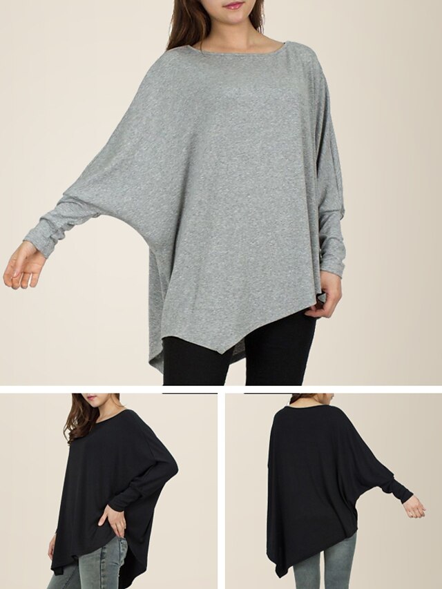  Women's Plus Size Round Neck Top Shirts Oversized Long Sleeve Yoga Wear Simple Daily Dance Tee Summer Female Shirts