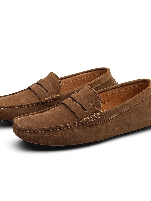  Men's Loafers & Slip-Ons Suede Shoes Driving Shoes Light Soles Casual Outdoor Office & Career Walking Shoes Suede Non-slipping Wine Light Brown Green Spring Summer