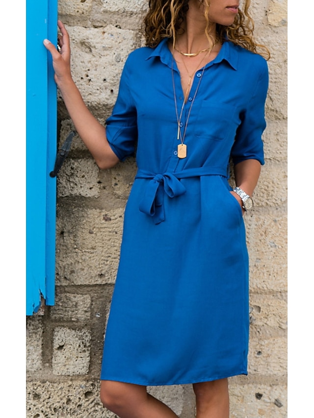 Robe milongue Femme Robe casual Manches 3/4 Eté Printemps