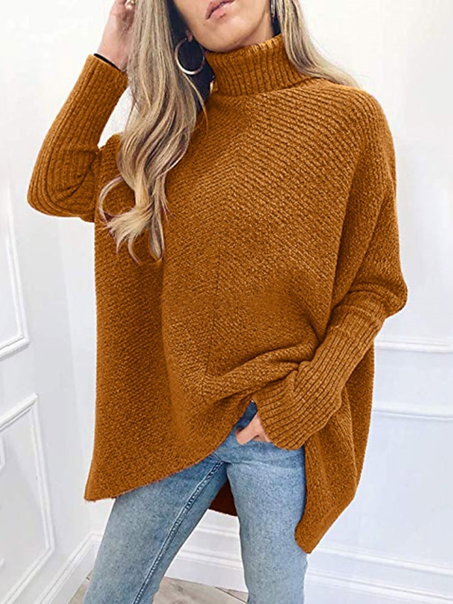 Womens Clothing Sweaters & Cardigans | Womens Pullover Sweater Jumper Knit Tunic Solid Color Turtleneck Basic Casual Daily Holid