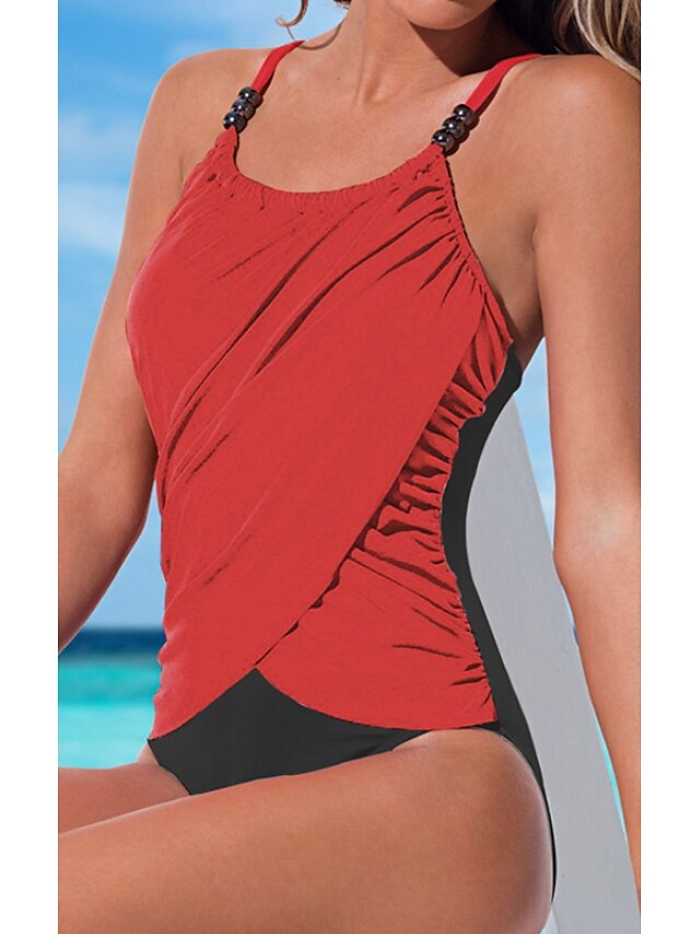 Women's Swimwear One Piece Romper Swimsuit Push Up Slim Solid Color