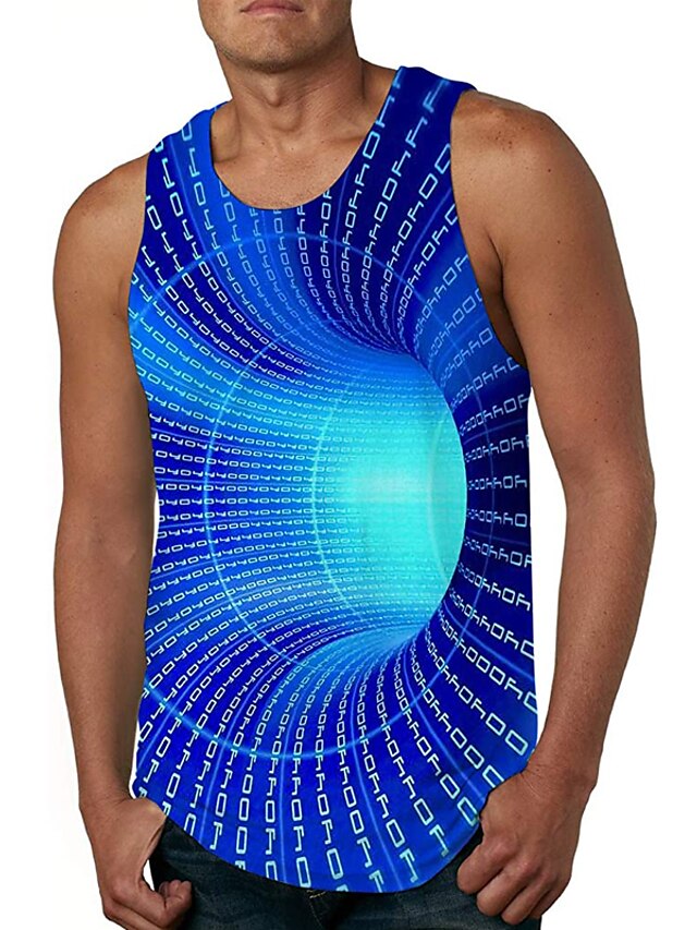  Bărbați Bluză Vestă Sub Cămașă #D Stil Nautic Albastru piscină Tipărire 3D Zilnic Concediu Imprimare 3D Imprimeu Îmbrăcăminte Casual Stiluri de Plajă / Vară / Fără manșon / Vară / Fără manșon