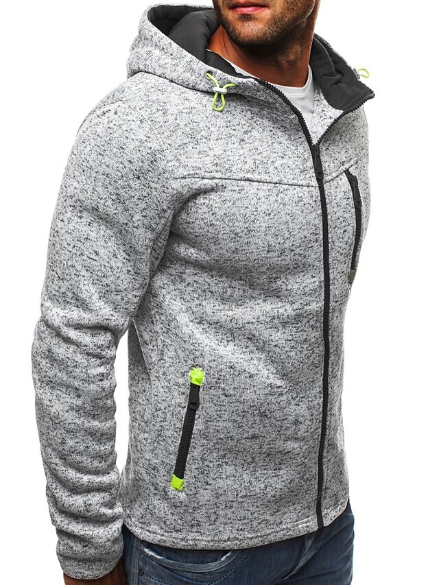 Mens Clothing Mens Hoodies & Sweatshirts | Mens Full Zip Hoodie Solid Color Zipper Hooded Daily Fitness Basic Thin fleece Hoodie