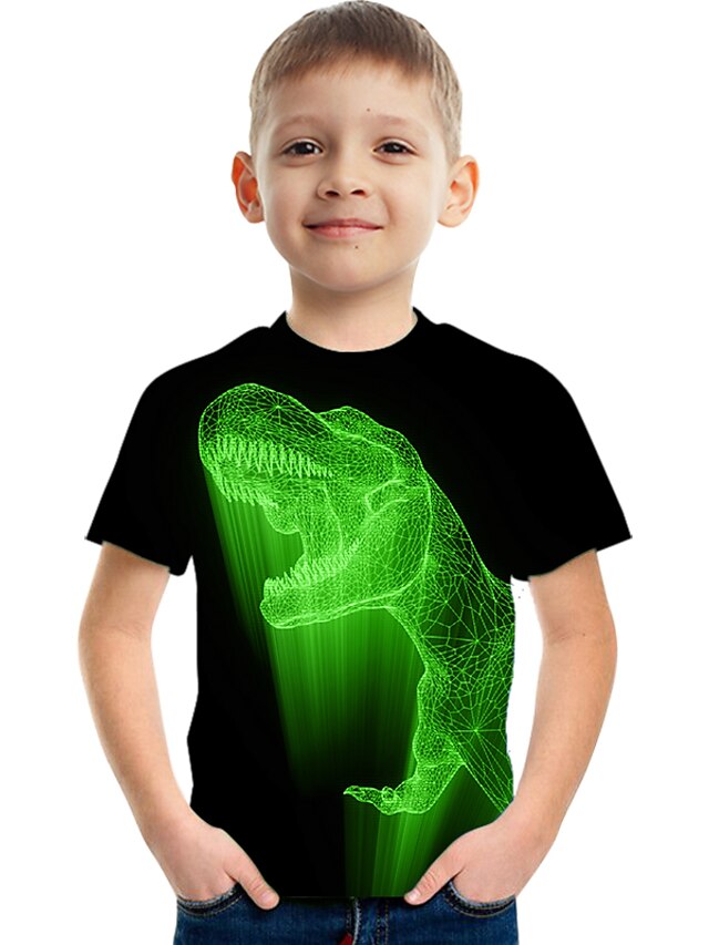  Kids Boys' T shirt Tee Short Sleeve Dinosaur 3D Print Digital Animal Blue Army Green Gray Children Tops Summer Active Basic Cool Casual Daily Wear 3-12 Years