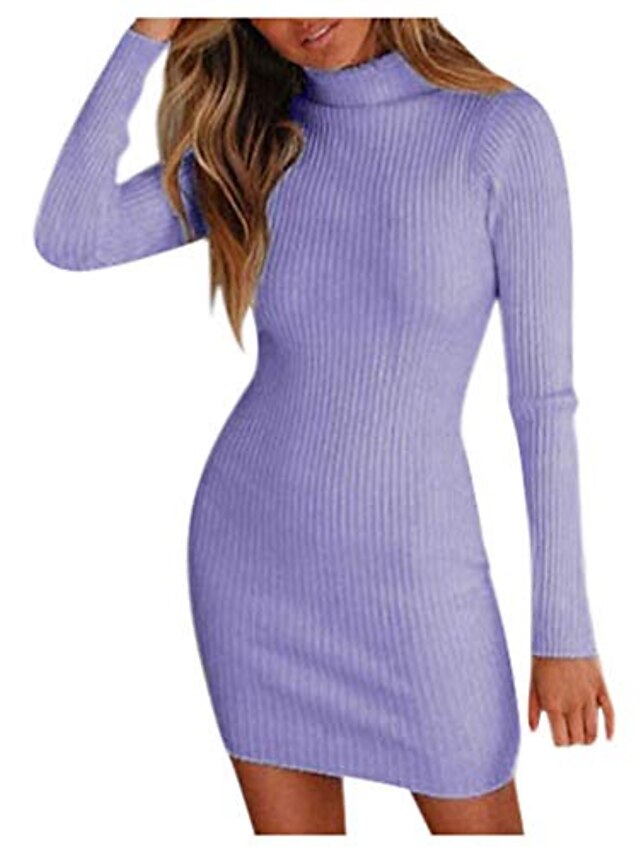 Womens Clothing Sweaters & Cardigans | Womens Dress Jumper Knit Knitted Solid Color High Neck Chic & Modern Casual Causal Daily 