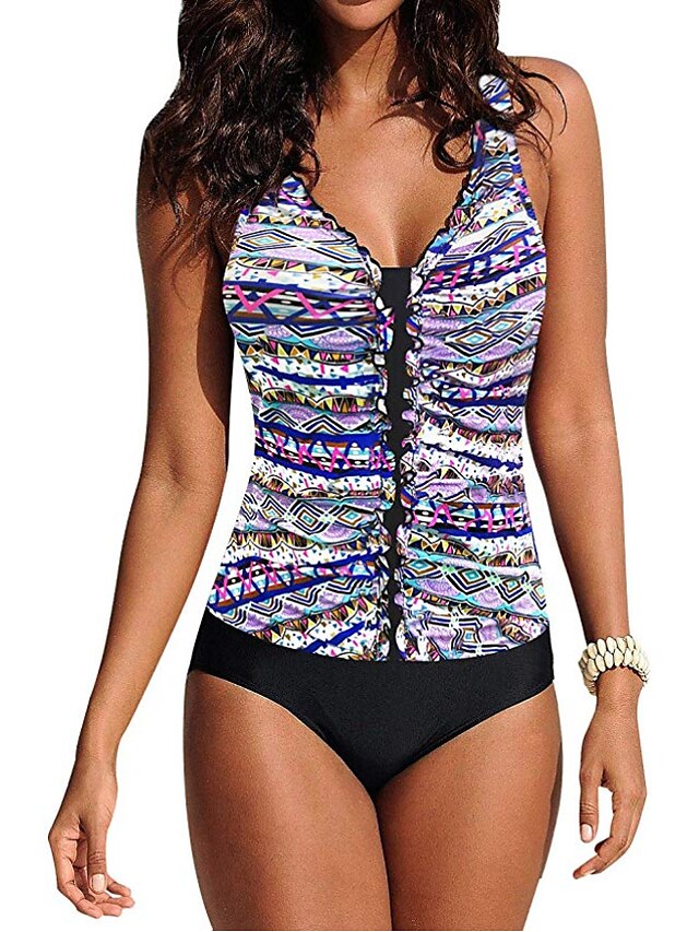 Womens Clothing Womens Swimwear | Womens Swimwear One Piece Monokini Normal Swimsuit Tummy Control Push Up Florals Picture 8 Pic