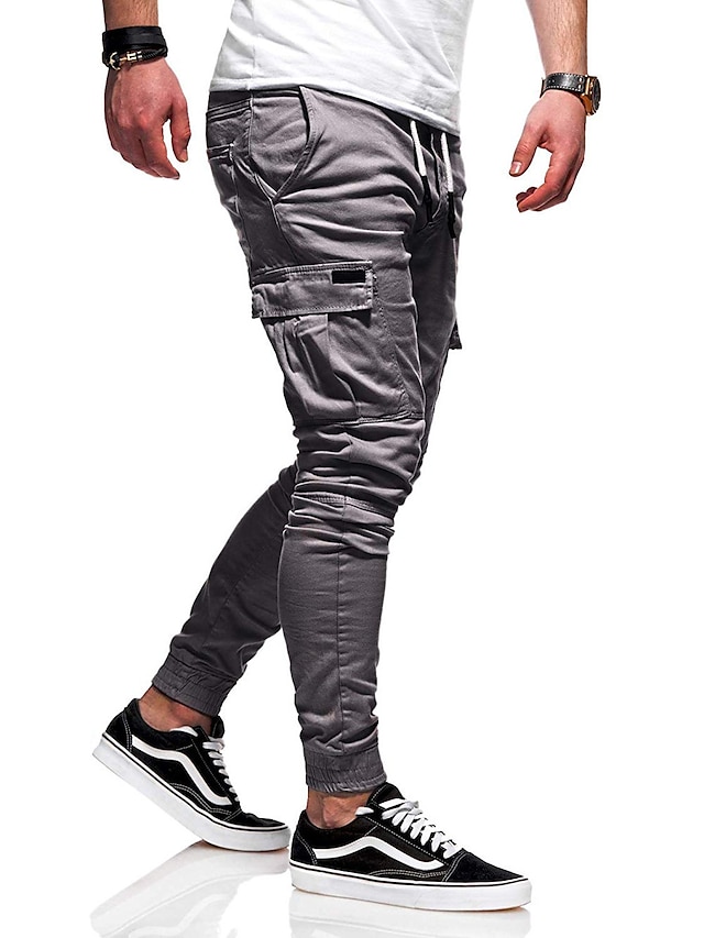 Mens Clothing Mens Bottoms | Mens Athletic Sports Active Chinos Pocket Multiple Pockets Full Length Pants Casual Daily Micro-ela