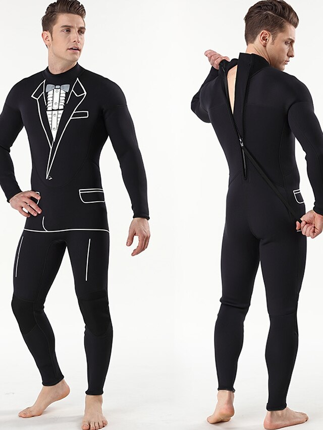  Men's Tuxedo Wetsuit 3mm SCR Neoprene Diving Suit Thermal Warm UPF50+ High Elasticity Long Sleeve Full Body Back Zip - Swimming Diving Surfing Snorkeling Scuba