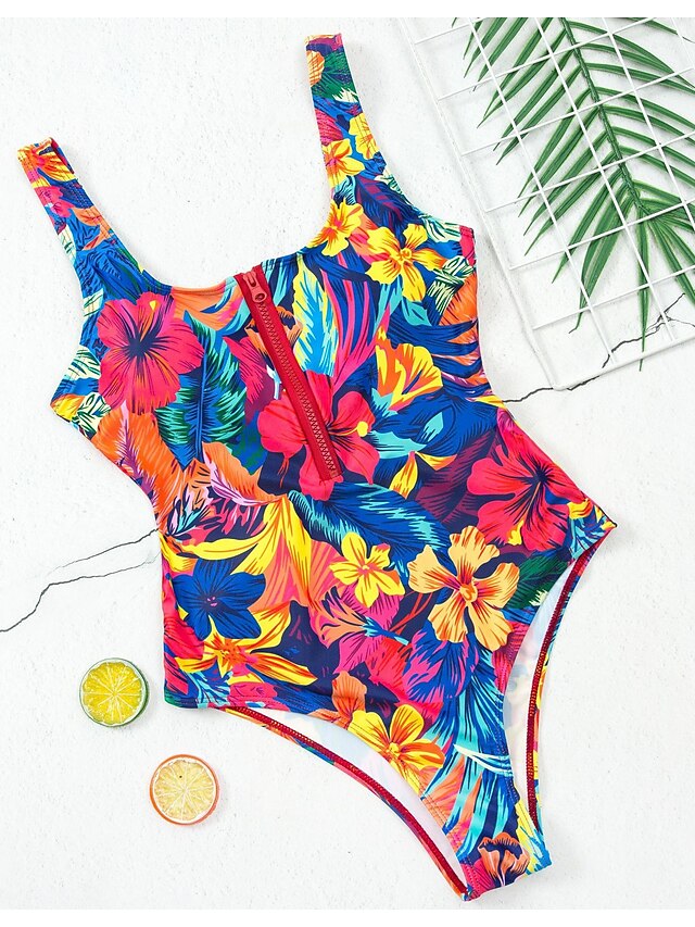 Womens Clothing Womens Swimwear | Womens Swimwear One Piece Monokini Bathing Suits Normal Swimsuit Tummy Control Open Back Zippe