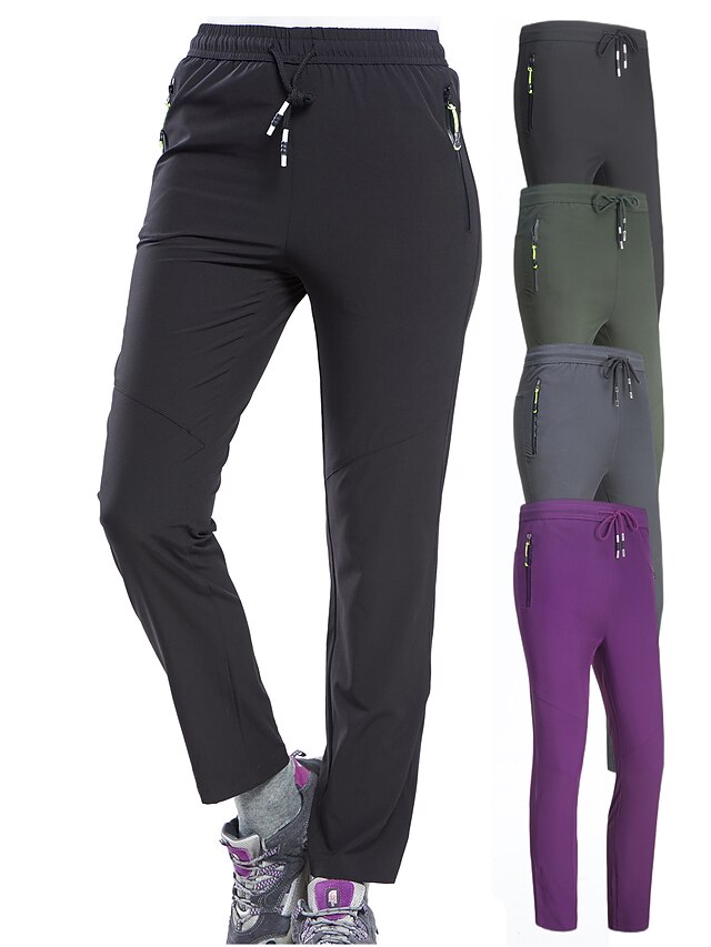 Women's Hiking Pants Trousers Summer Outdoor Skin Friendly Quick Dry Stretch Multi Pockets Pants / Trousers Bottoms Drawstring Elastic Waist Zipper Pocket Black Army Green Spandex Elastane Hunting 51