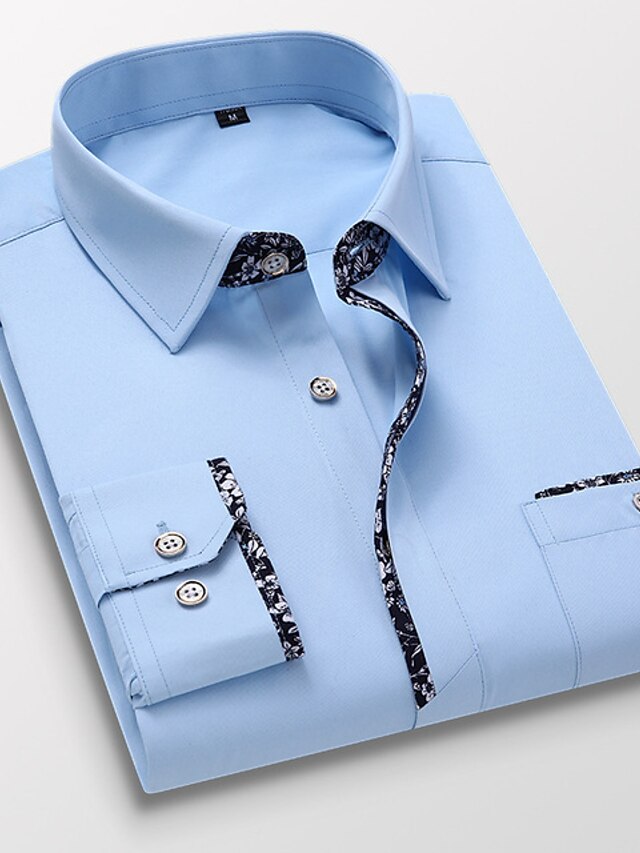 Men's Dress Shirt Button Up Shirt Collared Shirt Black White Red Navy