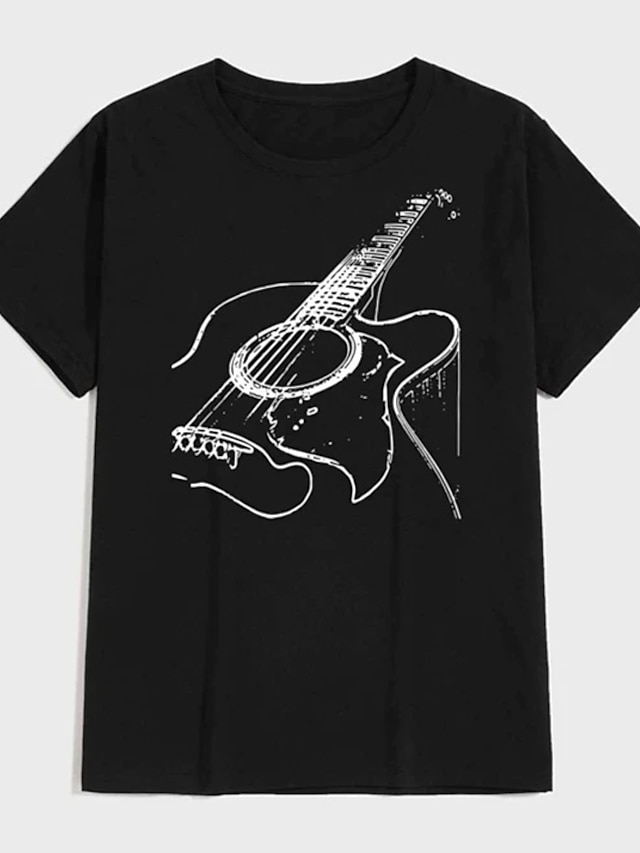  Guitar T-Shirt Mens 3D Shirt For Birthday | Grey Summer Cotton | Dark Tee Men'S Graphic Blend Big And Tall Esencial Short Sleeve Comfortable Casual