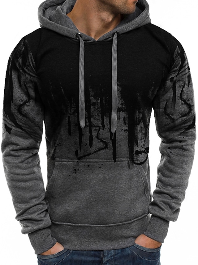 Mens Clothing Mens Hoodies & Sweatshirts | Mens Pullover Hoodie Sweatshirt Gradient Print Hooded Daily Fitness Sportswear Basic 