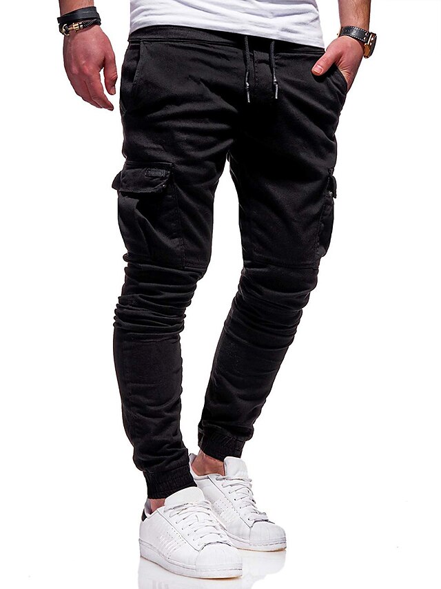 Mens Clothing Mens Bottoms | Mens Athletic Sports Active Chinos Pocket Multiple Pockets Full Length Pants Casual Daily Micro-ela