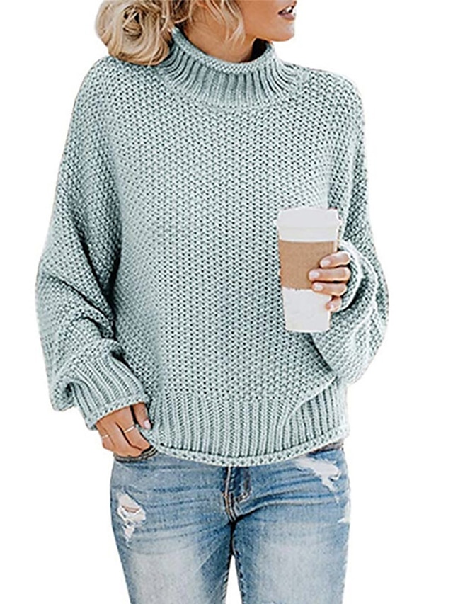 Women's Sweater Stripe Solid Color Basic Casual Long Sleeve Sweater ...