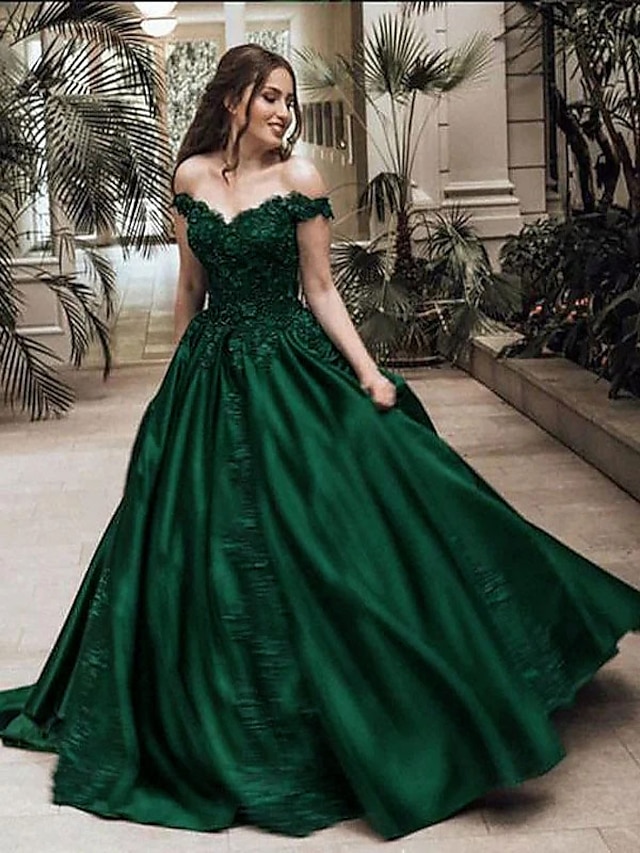  φόρεμα μπάλα αστραφτερό κόκκινο πράσινο φόρεμα quinceanera φόρεμα χορού από τον ώμο αμάνικο δαντέλα μήκους δαπέδου με απλικέ 2024