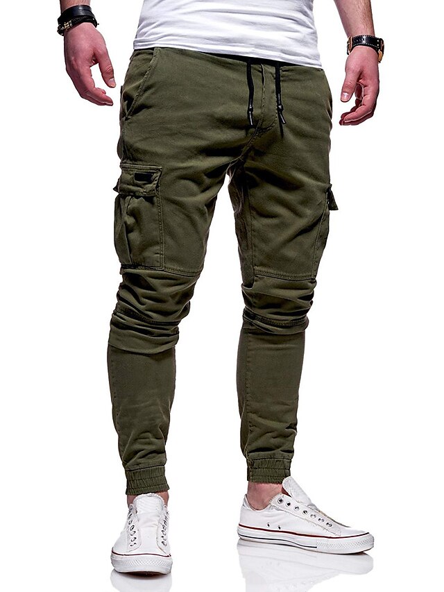 Mens Clothing Mens Bottoms | Mens Athletic Sports Active Chinos Pocket Multiple Pockets Full Length Pants Casual Daily Micro-ela