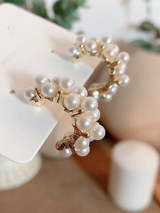  1 paire Boucles d'Oreille For Femme Perle Plein Air Rendez-vous Alliage Classique Mode