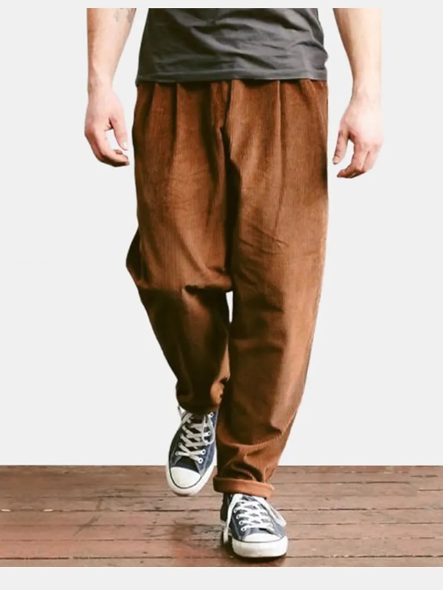 Hombre chino Pantalones Harlem Pantalones Harén Corte Ancho Pantalones  Bolsillo Longitud total Pantalones Casual Diario Microelástico Plano Color  sólido Pana Comodidad Media cintura Corte Ancho Negro 8570769 2021 – $39.26