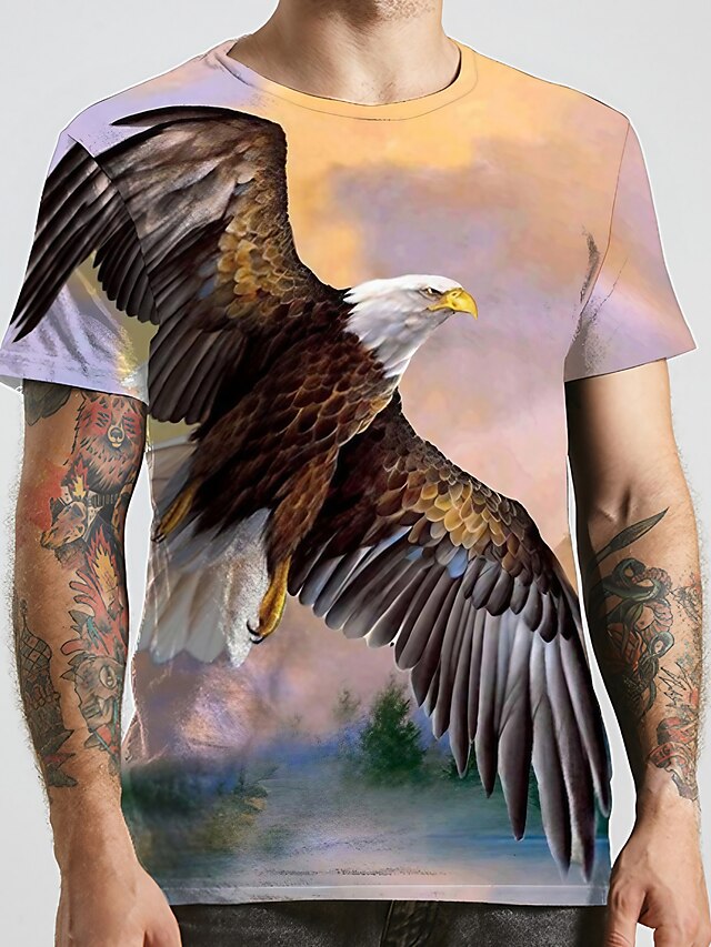 Mens Clothing Mens Tees & Tank Tops | Mens Unisex Tee T shirt Tee 3D Print Graphic Prints Eagle Animal Plus Size Round Neck Casu