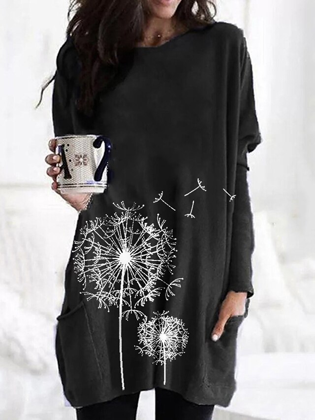 dandelion print shirt dress