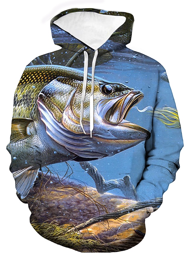  Hombre Graphic Animal Sudadera Sudaderas Básico Casual Manga Larga Con Capucha Diario Noche Rojo Azul Piscina Primavera verano Diseñador