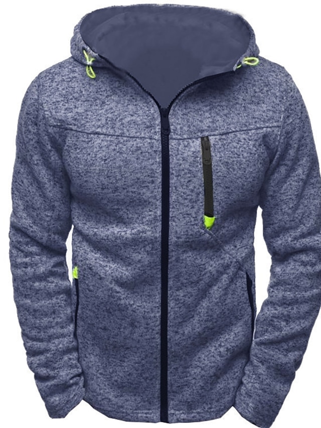 Mens Clothing Mens Hoodies & Sweatshirts | Mens Full Zip Hoodie Solid Color Zipper Hooded Daily Fitness Basic Thin fleece Hoodie