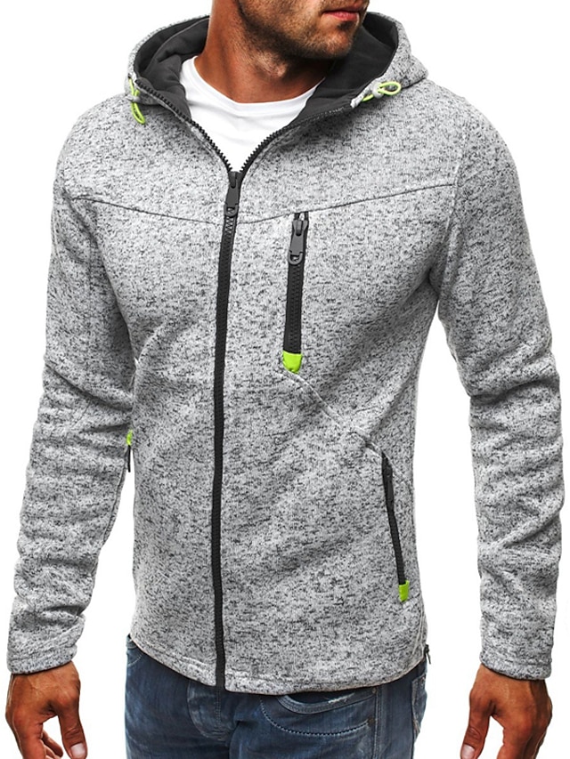 Mens Clothing Mens Hoodies & Sweatshirts | Mens Full Zip Hoodie Solid Color Zipper Hooded Daily Fitness Basic Thin fleece Hoodie