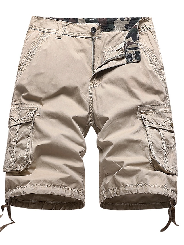 Mens Clothing Mens Bottoms | Mens Cargo Shorts Crop Cargo Shorts Multiple Pockets Knee Length Pants Daily Holiday Micro-elastic 