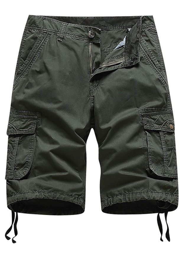 Mens Clothing Mens Bottoms | Mens Cargo Shorts Crop Cargo Shorts Multiple Pockets Knee Length Pants Daily Holiday Micro-elastic 