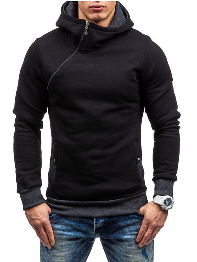 Mens Clothing Mens Hoodies & Sweatshirts | Mens Zip Up Hoodie Sweatshirt Color Block Hooded Sports & Outdoor Daily Weekend non-p