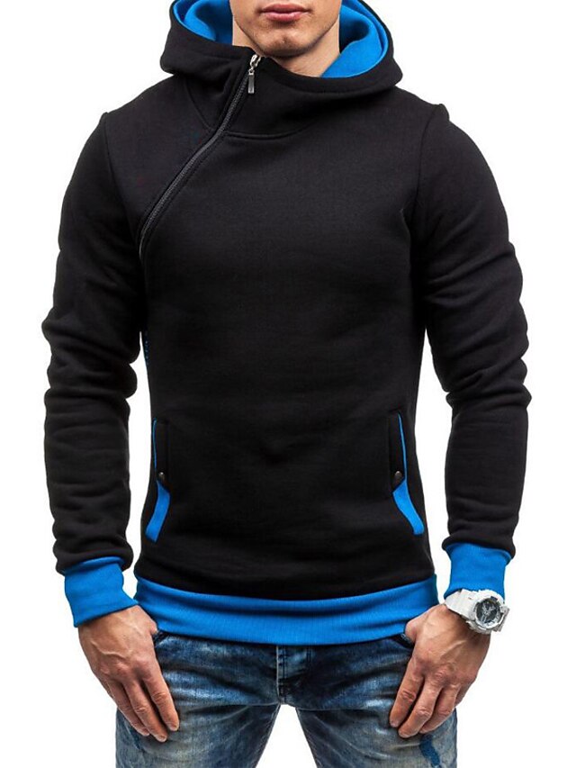 Mens Clothing Mens Hoodies & Sweatshirts | Mens Zip Up Hoodie Sweatshirt Color Block Hooded Sports & Outdoor Daily Weekend non-p