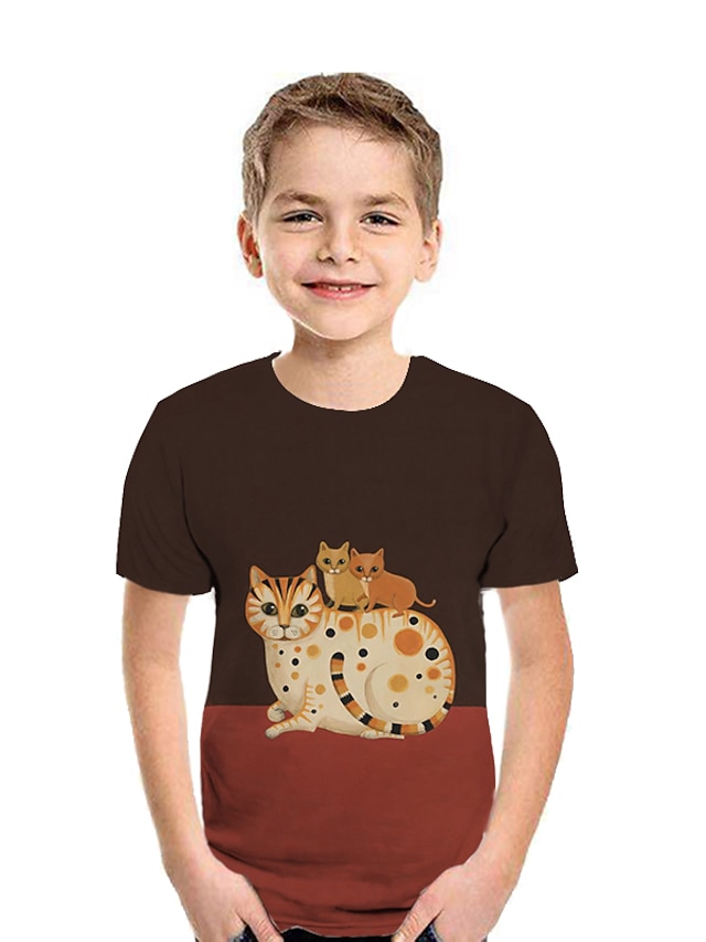 Kinder Jungen Baby Kurzarm Sommer T-Shirt Freizeit Tierdruck Bluse Top Kleidung