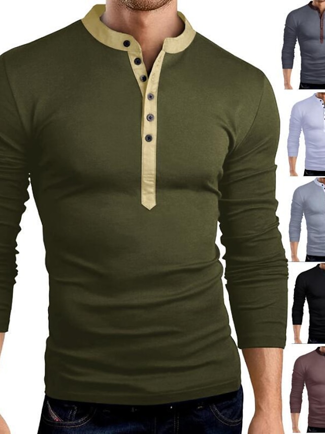  Homme T shirt Tee Chemise à manches longues Graphic Plein Henley Casual Fin de semaine manche longue Vêtement Tenue Muscle Essentiel