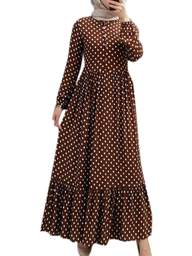 Womens Clothing Womens Dresses | Womens Swing Dress Maxi long Dress Black (without turban) Brown (without headscarf) Red (withou