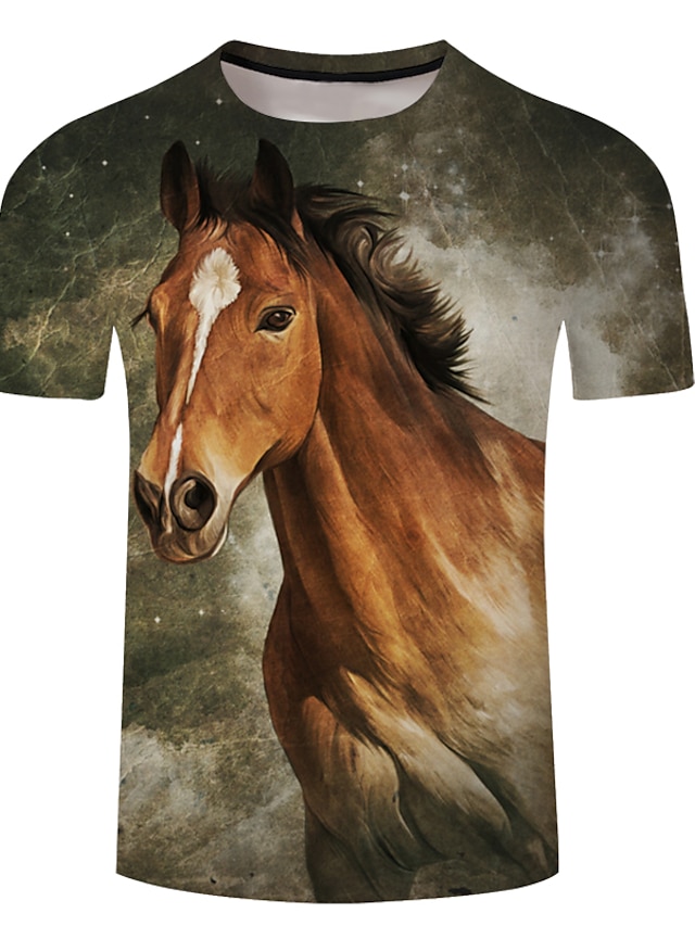 Horses Casual Mens 3D Shirt | Brown Summer Cotton | Men'S Unisex Tee ...