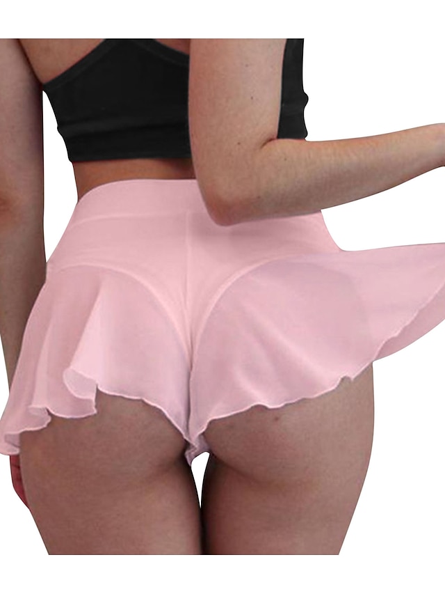 Womens Clothing Womens Bottoms | Womens Lightweight Sexy Uniforms Pajamas Hot Pants Cheeky Shorts Ruffle Mesh Short Pants Home N