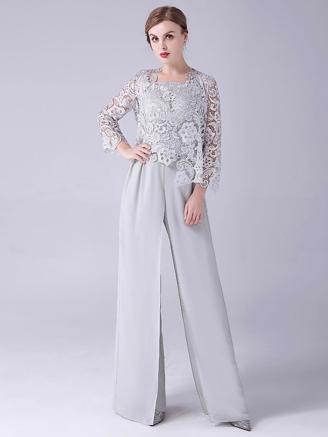 Jumpsuit / Pantsuit Mother of the Bride Dress Elegant Plus Size Sweet ...