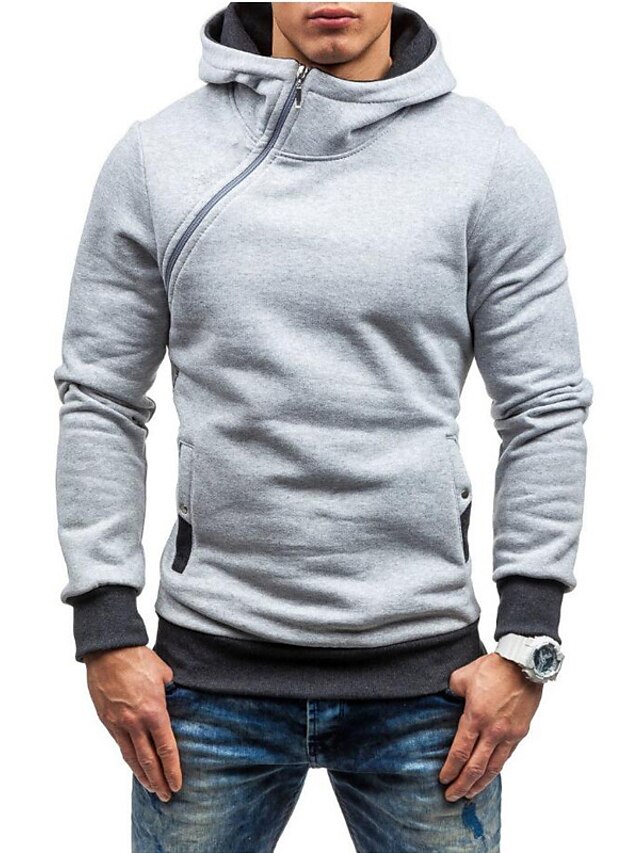 Mens Clothing Mens Hoodies & Sweatshirts | Mens Zip Up Hoodie Sweatshirt Color Block Hooded Sports & Outdoor Daily Weekend non-p