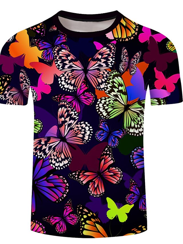 Mens Clothing Mens Tees & Tank Tops | Mens Unisex Tee T shirt Tee 3D Print Butterfly Graphic Prints Plus Size Crew Neck Casual D