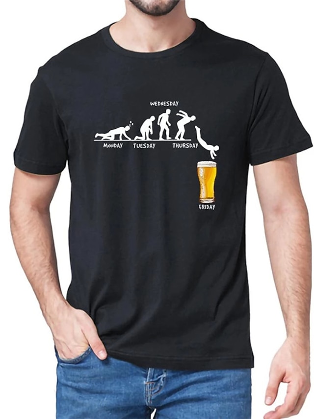  evolution roliga ölskjortor herr 100 % bomull t-shirt mänskligt tryck herr unisex t-shirt ledig stil klassisk cool modedesigner nyhet festival