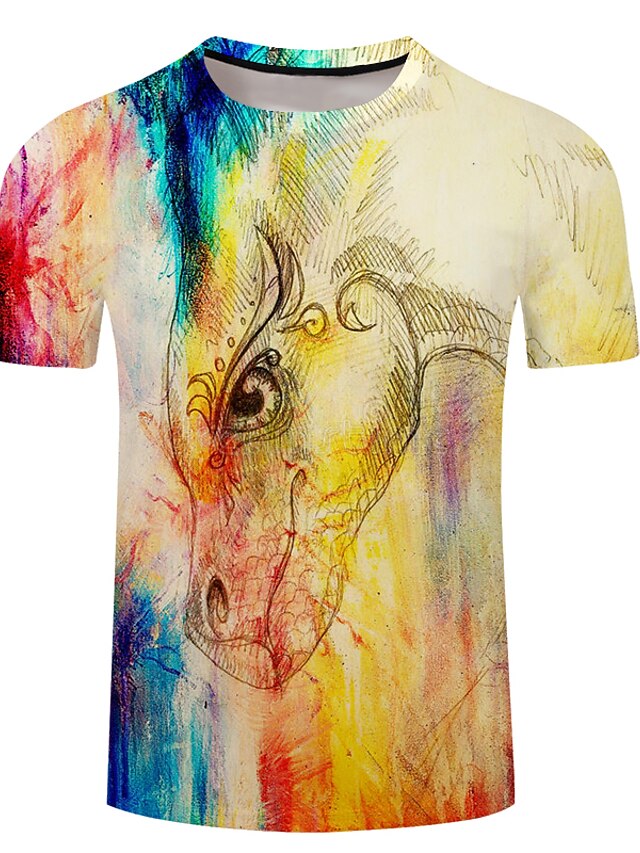  Men's Unisex Cow Graphic Prints T Shirt Tee Short Sleeve T shirt 3D Print Crew Neck Shirt Designer Basic Big and Tall Casual Daily Holiday Yellow Light Green Blue Clothing Apparel Plus Size S M L XL