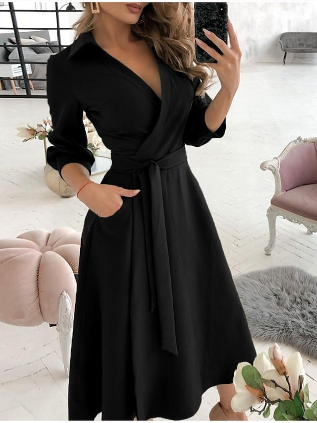  rochie de damă în linie rochie midi cu vopsea cravată imprimare cu litere imprimare fluture punct unde mare puncte mici imprimare cu diamante negru kaki albastru deschis roșu imprimeu cu mânecă lungă