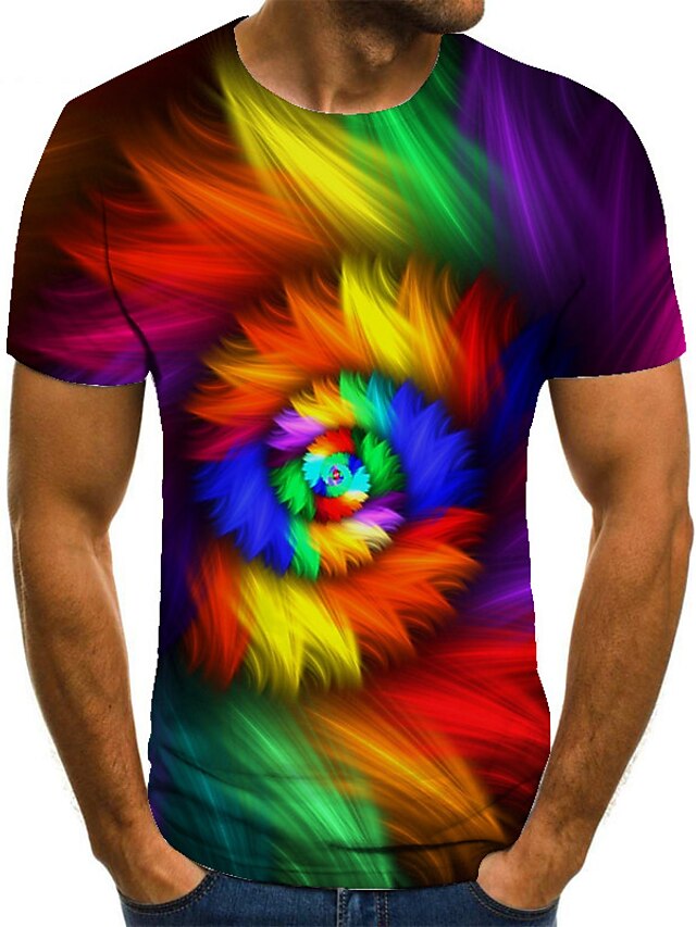 Mens Clothing Mens Tees & Tank Tops | Mens Unisex Tee T shirt Tee 3D Print Rainbow Graphic Prints Plus Size Round Neck Casual Da