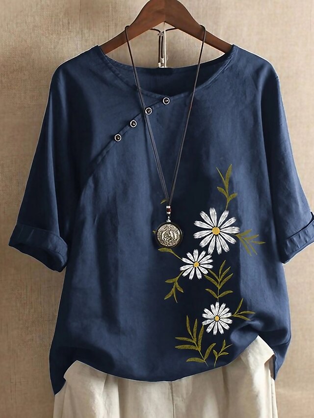 Women's Shirt Blouse Floral Button Daily Date Vacation Casual ...