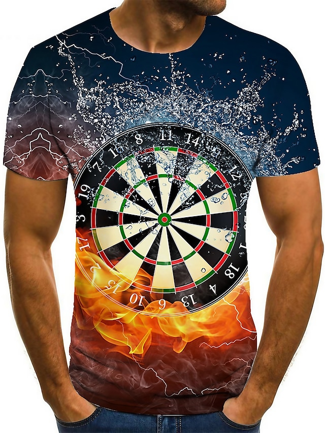  Men's Unisex T shirt Tee Tee Graphic Prints Darts Round Neck Blue 3D Print Plus Size Casual Daily Short Sleeve Print Clothing Apparel Fashion Designer Basic Big and Tall