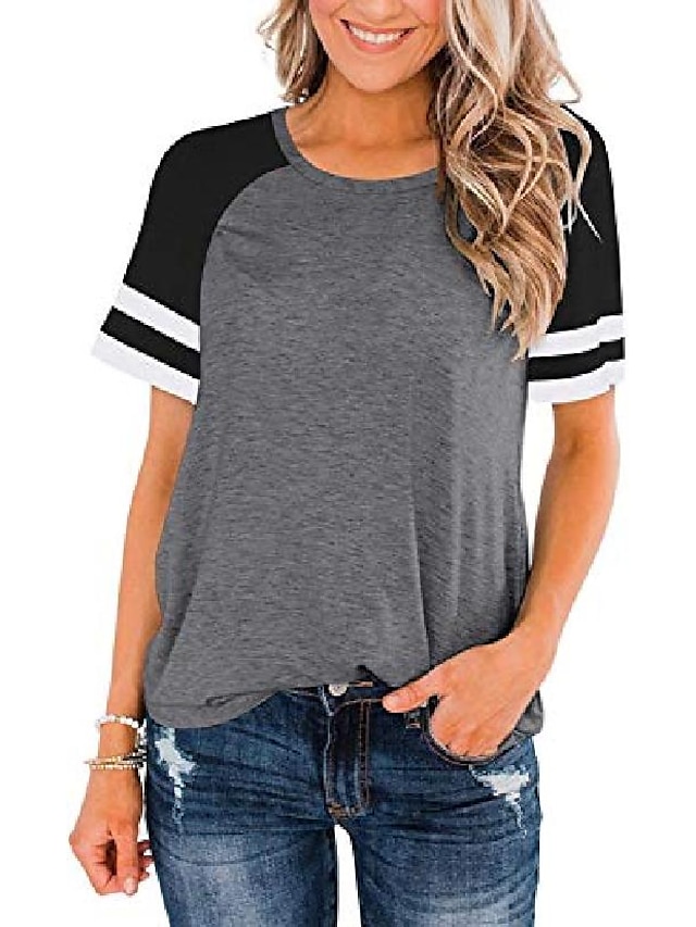 Chvity Women's Casual Long Sleeve T-Shirt Tunics Letter Print Pullover Tops 