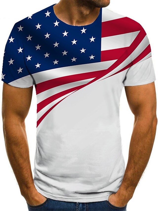 Mens Clothing Mens Tees & Tank Tops | Mens Unisex Tee T shirt Tee Shirt 3D Print Graphic Prints Flag Plus Size Round Neck Casual