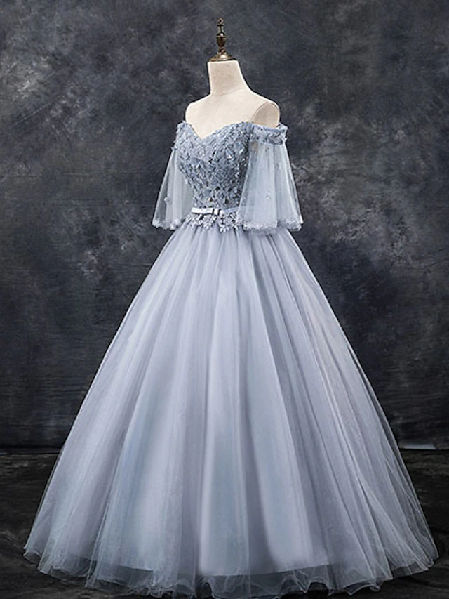 Ball Gown Elegant Floral Quinceanera Formal Evening Dress Off Shoulder ...